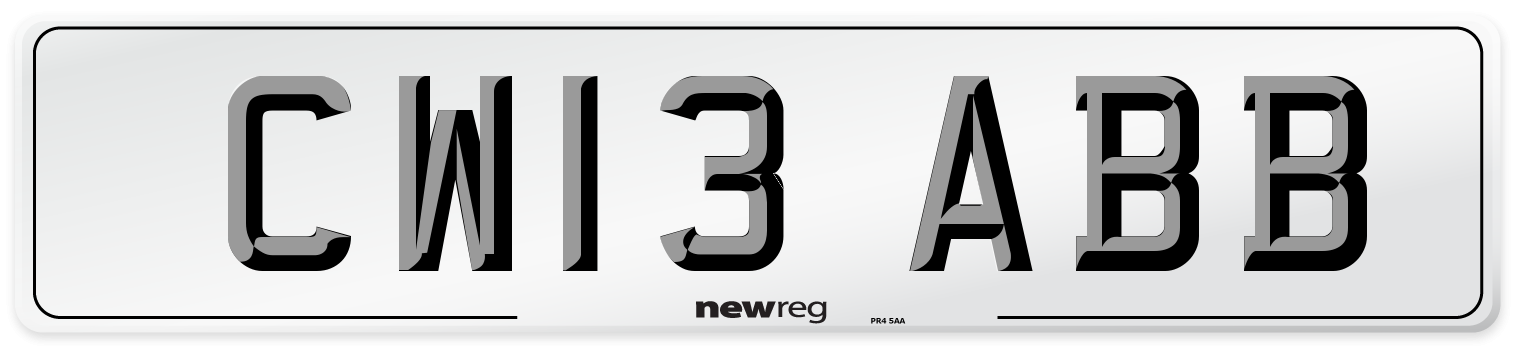 CW13 ABB Number Plate from New Reg